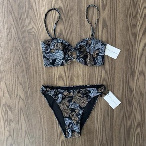 NEW Faithful The Brand Womens Paisley Two Piece Bathing Suit Black Small/Medium* - Picture 1 of 16