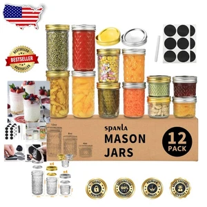 Paquete de 12 frascos de vidrio con etiquetas de pizarra - Ideal para proyectos hágalo usted mismo - Imagen 1 de 9