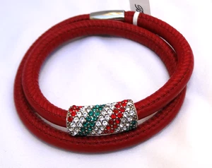 Pulsera de cuero doble roja Brighton Woodstock y cuentas brillantes - Imagen 1 de 5