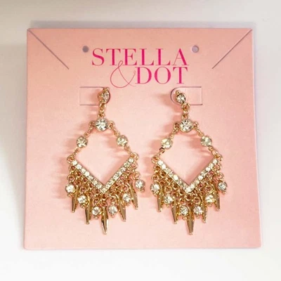 Stella&Dot Chandelier Statement Drop Earrings Chic Women Party Vacation Jewelry - Photo 1/4