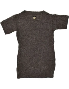 J. CREW Womens Short Sleeve V-Neck Jumper Sweater UK 10 Small Grey Acrylic AE10 - Picture 1 of 3