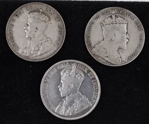Lot of 3 Canada Silver Fifty Cents 50c Coins 1909 1911 1919 - Picture 1 of 2