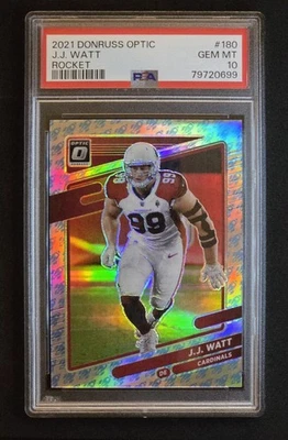 PSA 10: 2021 Donruss Optic - JJ Watt #180 Rocket SP Prizm *POP 2* Foto 1 de 2