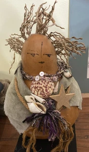Handcrafted Gourd Doll Person Signed Artist Bonnie Eastwood 2008 Primitive Shell - Picture 1 of 8