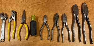 Juego de herramientas vintage M. Klein & Sons 9 piezas, alicates Lineman, cortadores, nariz de aguja, EE. UU. Foto 1 de 4