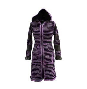 Giacca con cappuccio zip intera EZHIPPIE taglio rasoio lunghezza ginocchio stonewashed viola nuova con etichette XL - Foto 1 di 24