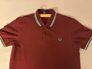 fred perry polo kurzarm herren grösse M rot mit weiss-blauen streifen - Bild 1 von 3