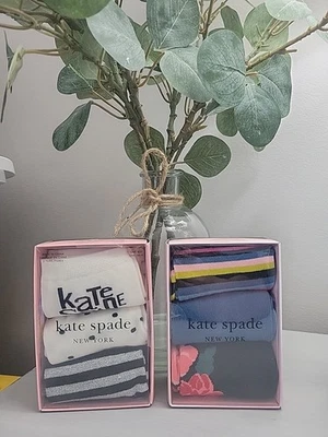 Calcetines Kate Spade Crew 6 pares flores lunares rayas Nueva York para mujer talla 4-10🆕 Foto 1 de 4