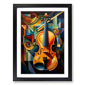 Violin Cubism Wall Art Print Framed Canvas Picture Poster Decor Living Room - Picture 1 of 8