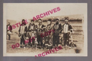McLaughlin SOUTH DAKOTA RPPC c1915 SIOUX INDIAN WARRIORS War Paint PAINTED FACES - Picture 1 of 3
