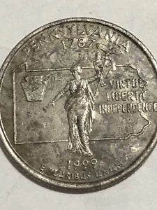 1999 P USA STATE QUARTER DOLLAR PENNSYLVANIA 1787 Mint lamination error - Picture 1 of 15