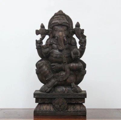 Estatua de madera Ganesh dios hindú Ganesha escultura Ganapati Vinayaka Murti de colección Foto 1 de 4