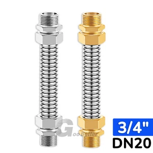 3/4" BSP 304 Stainless Steel Corrugated Flexible Pipe Hose Fittings DN20 - Picture 1 of 26