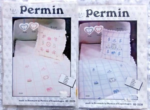Vintage Permin Cross Stitch Pillow Birth Record Kits NIP You Choose - Picture 1 of 7