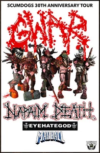 GWAR NAPALM DEATH EYEHATEGOD Scumdogs 30th Anniversary Tour Ltd Ed RARE Poster! - Picture 1 of 2