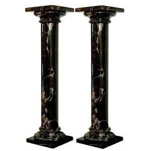 Coppia di Colonne in Marmo Nero Portoro Italian interior Design Decor H 94cm - Picture 1 of 2
