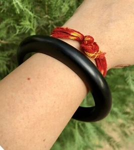 Ebony Wood Karungali Mens Bangle Bracelet, Statement Jewelry, Handmade 72 mm Dia - Picture 1 of 6