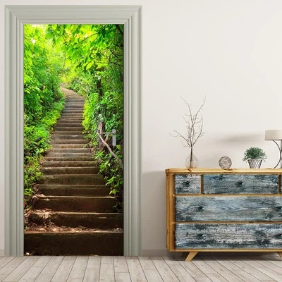 Türtapete selbstklebend TürPoster - GRÜNE TREPPE - Bild 1 von 4