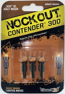 NockOut Lighted Nocks Crossbow .300" ID Half Moon Orange 3 Pack - Picture 1 of 5