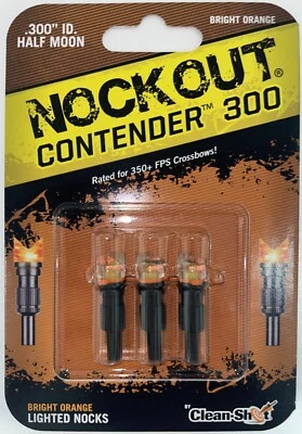 NockOut Lighted Nocks Crossbow .300" ID Half Moon Orange 3 Pack - Image 1 of 4
