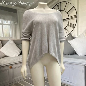 The White Company Grey Knit Jumper Top Wool Blend 10 High Low Hem - Picture 1 of 19