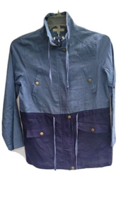 Polagram Windbreaker Jacket Size Small Blue Linen Tie Back Lightweight - Picture 1 of 6