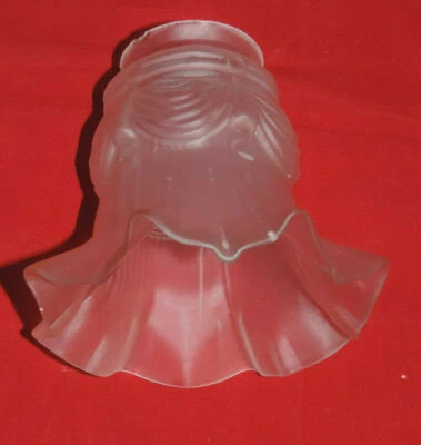 ANCIENNE TULIPE DE SUSPENSION  VERRE MOULE GIVRE adaptable griffe standard - Photo 1/4