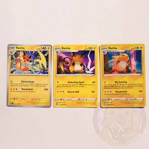 Character Collection | Raichu Pokemon 3 Card Bunlde Non-holo & Holo - Picture 1 of 2
