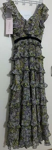 Giambatista Valli X H&M Floral Ruffle Tiered Maxis Dress - 6 / 34 NEW TAGS HM - Picture 1 of 2