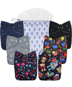 Wegreeco Washable Reusable Baby Cloth Diapers With Inserts One Size Adjustable - Picture 1 of 6