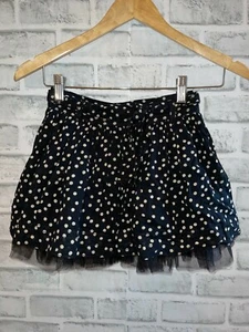 GAP KIDS 7 TWIST AND SHOUT LINE POLKA DOT SKIRT WITH TULLE PEEKING BOTTOM  BLACK - Picture 1 of 3
