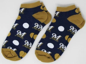 Milwaukee Brewers MLB *2 Pairs* Thin Quarter 1/4 Socks *Youth Size 13, Adult 1-5 - Picture 1 of 3