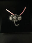 Elephant Head Pewter Effect Animal 3D Pendant On Pink Cord Necklace Handmade 
