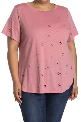 Camiseta para mujer Forgotten Grace talla 1X rosa envejecida alta baja manga corta Foto 1 de 4