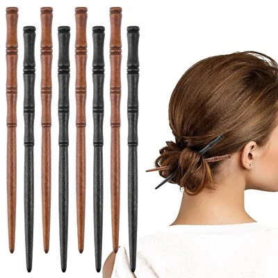 8Pcs Vintage Wood Hair Sticks Japanese Chinese Hair Chopsticks Long Hair Pins - Image 1 of 4