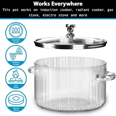 Olla de vidrio con tapas 1,6 L caja fuerte para estufa Foto 1 de 4