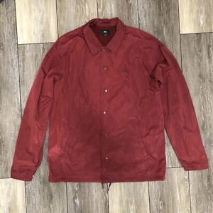 Obey Burgundy Button Up Windbreaker Jacket Men’s Size Medium - Picture 1 of 7
