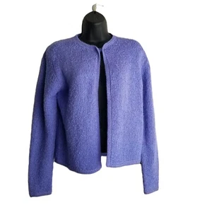 Tanner Purple Bouclé Knit Cardigan Sweater Size Medium Vintage Soft Girl Style - Picture 1 of 8