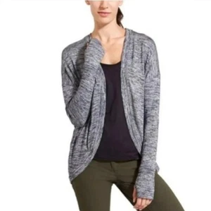 Athleta Pose Wrap Open Front Cardigan Sweater Heather Blue Stretch Sz S - Picture 1 of 6