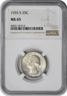 1935-S Washington Quarter MS65 NGC - Image 1 of 2