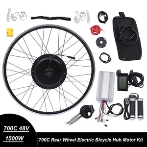 For Electric Bike LCD Display 700C Rear Wheel Hub Motor Conversion Kit 48V 1500W - Picture 1 of 15