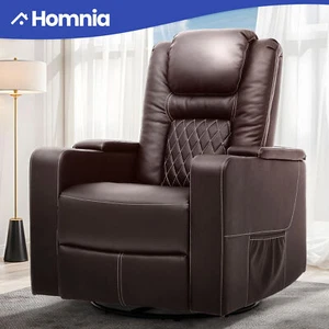 Brown Leather Manual Recliner Chair with Heated Elderly Massage Sofa Living Room - Picture 1 of 11