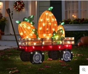 Der funkelnde Ernte Kürbiswagen Hammacher Schlemmer beleuchtet Halloween Herbst - Bild 1 von 9