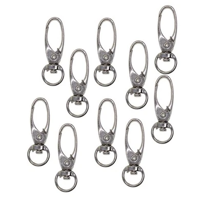 10Piece Silver Alloy SWIVEL CARABINER CLIPS Snap Hooks Key Chain Ring Clasps - Image 1 of 4