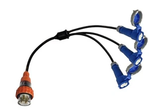 Adaptador de cable divisor 20 amperios 5 pines a 3 x CEEform 16 amperios 3 pines monofásico 240 V - Imagen 1 de 3