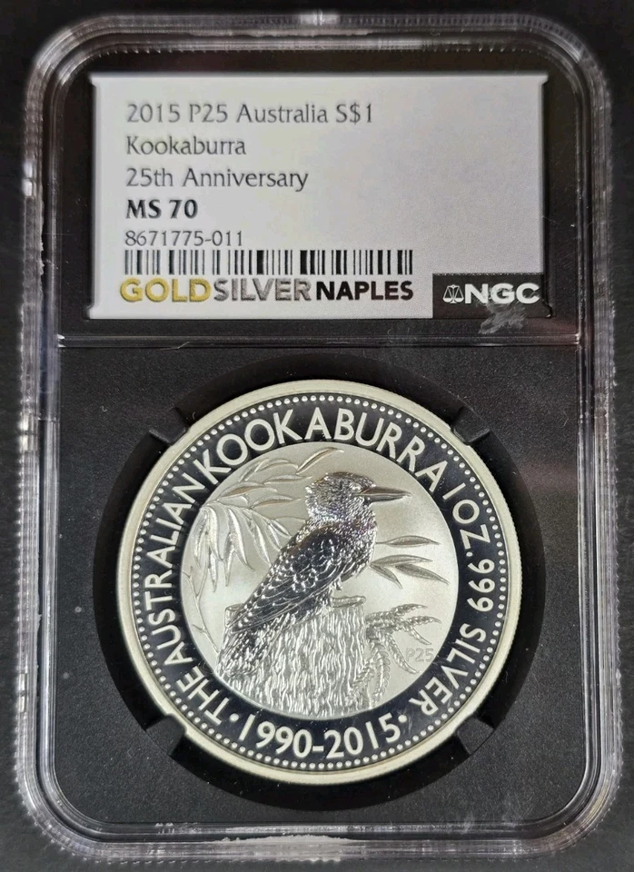 Australia 2015P plata $1 Cucaburra 25 aniversario NGC MS 70 P25 Foto 1 de 4