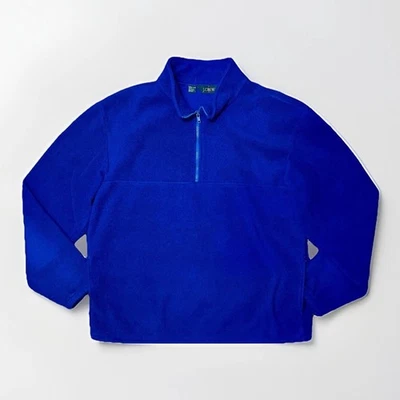 Sudadera Pullover De Colección Años 90 J.CREW Hecha en EE. UU. Azul Real Polar 1/4 Cremallera LT Alta Foto 1 de 4