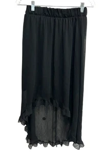 Long Black High-Low Hem Ruffled Skirt No Boundaries Size L Whimsigoth Witchy - Picture 1 of 10