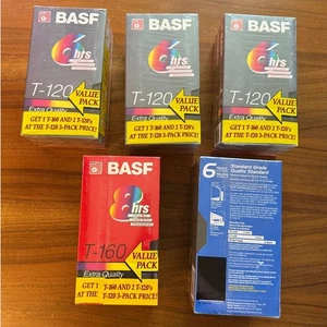 16 New Sealed BASF MAXELL T-120 6-Hour VHS Blank Video Cassette Tapes - Picture 1 of 7