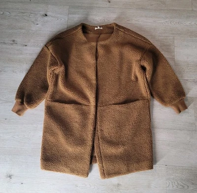 MADEWELL Women's M Bonded Sherpa Cocoon Coat Teddy Oversized Castle Brown Jacket - Image 1 of 4